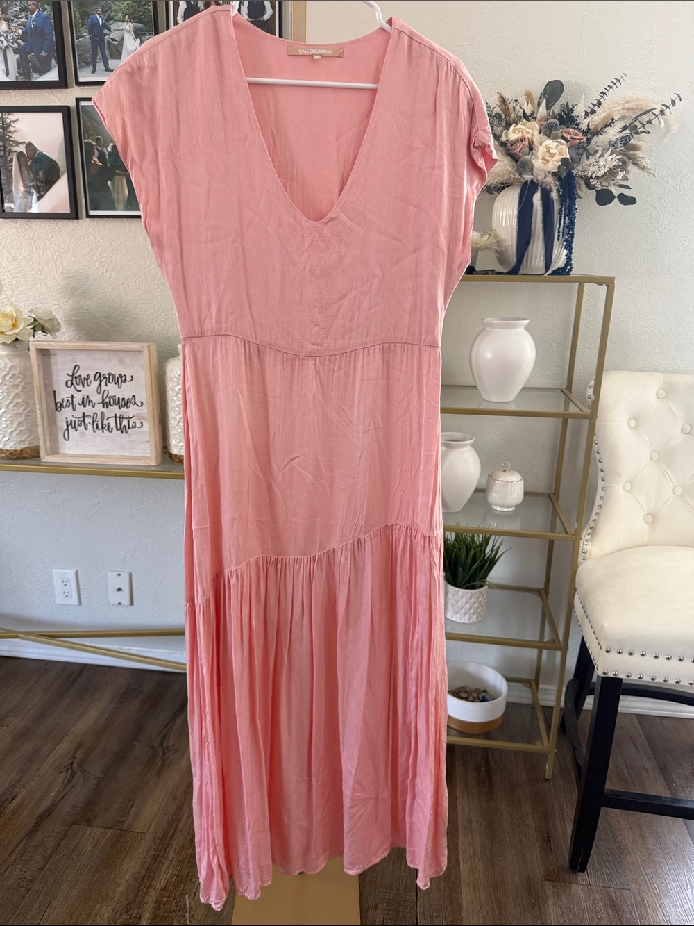 Cali Dreaming Pink V-Neck Tiered Maxi Dress